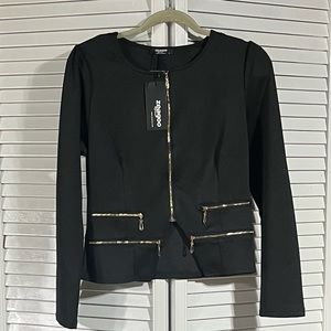 NWT Zeagoo large black w/gold zippers long sleeve jacket